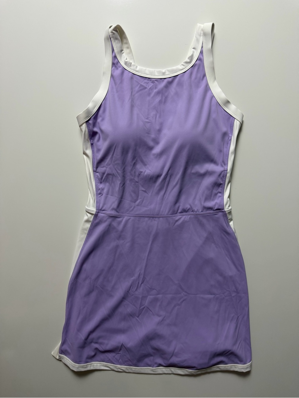 Amazon Padded Tennis Dress Skort w/ Built-In Shorts, Purple/White, Size M